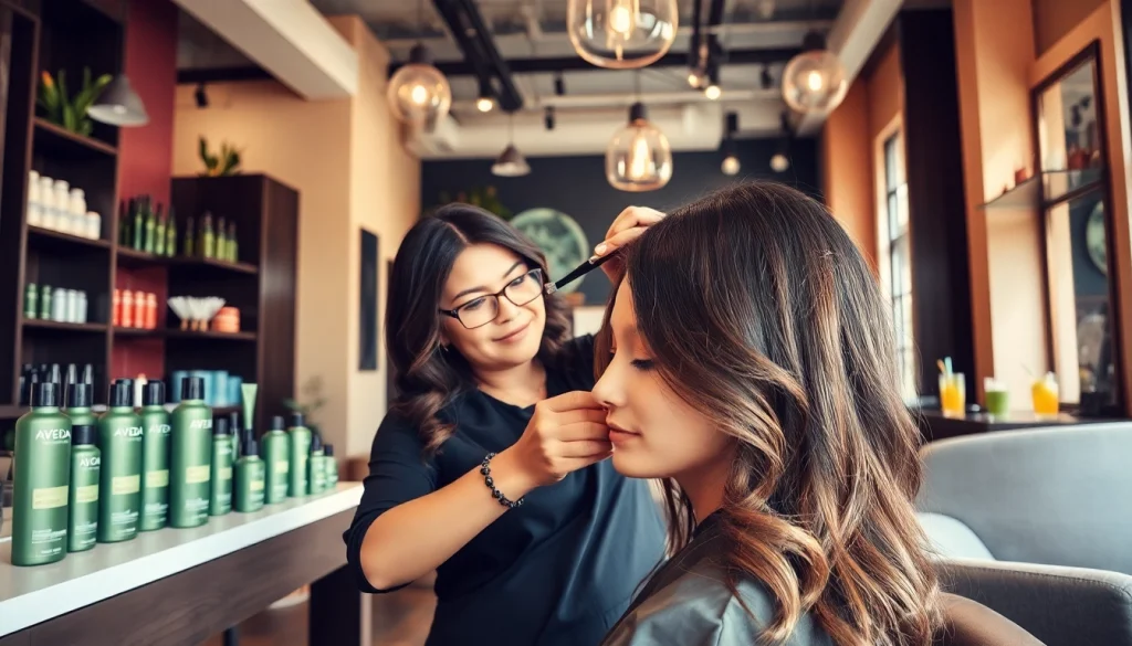Stunning hair salon san diego showcasing professional stylist highlighting client's hair.
