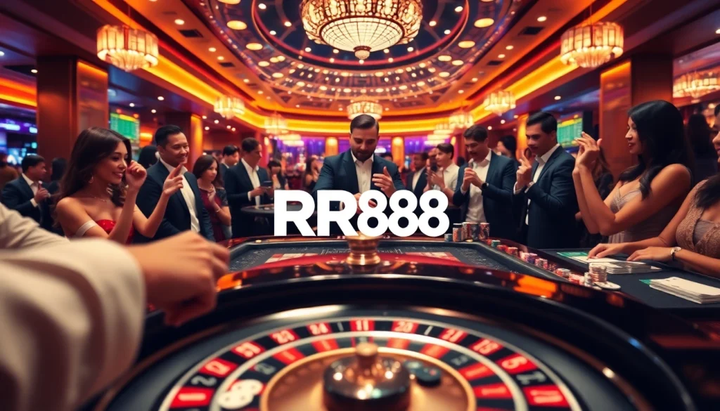 Experience the thrill of winning at RR88 casino roulette with eager players and a stylish dealer.